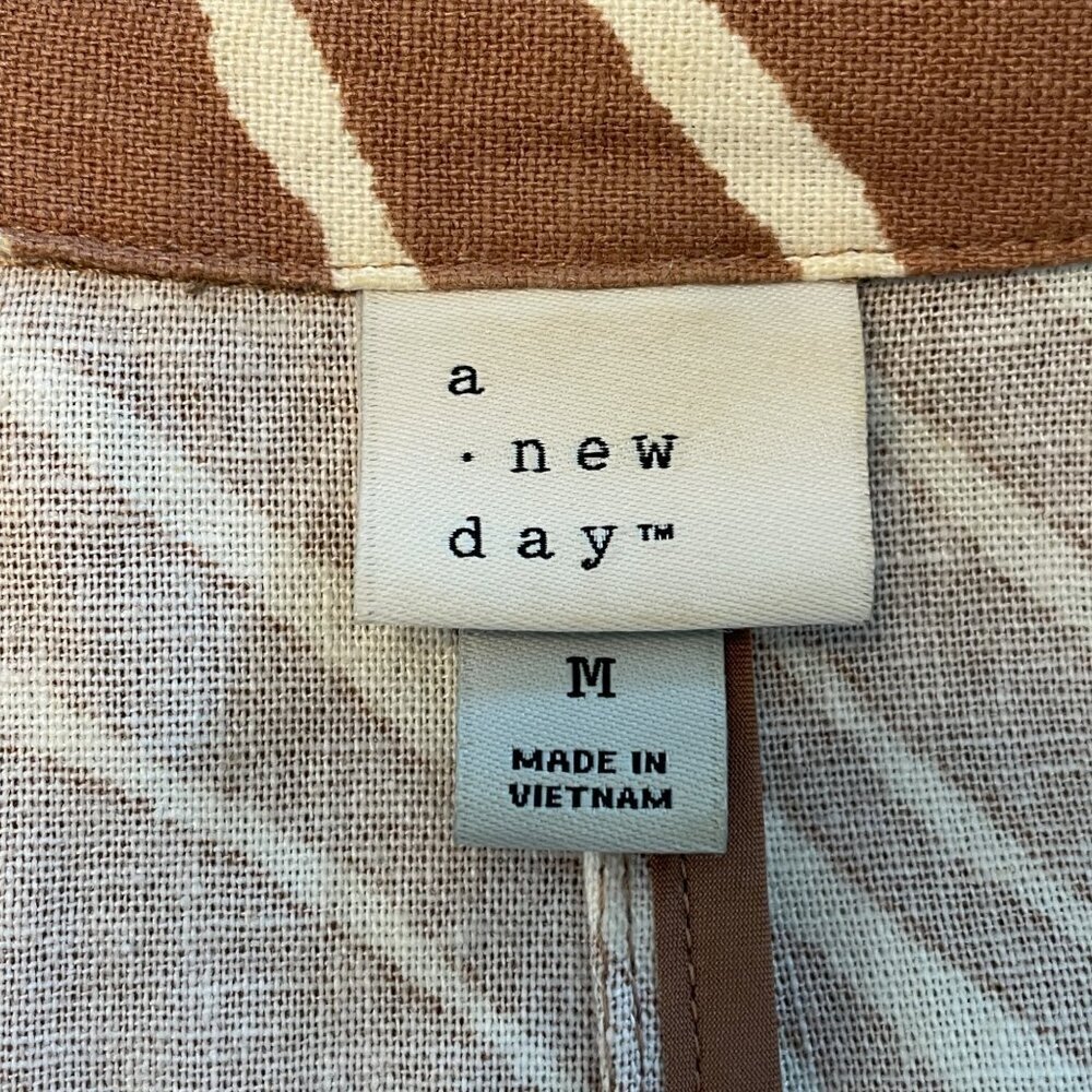 🦜 A New Day Blazer Linen Blend MEDIUM Pockets Single Button - Picture 4 of 9